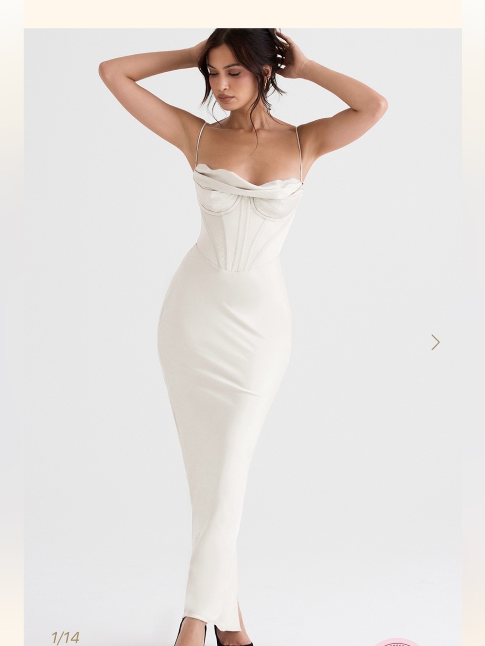 House of CB CHARMAINE Ivory Corset Maxi Dress XS NWT